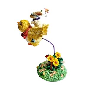 Adorable Vintage Bird & Rabbit taking Flight Easter Figurine